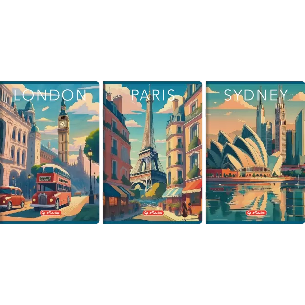 ZESZYT HERLITZ RETRO CITY A4/80K KRATKA Z MARGINESEM