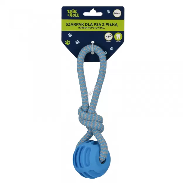 Zabawka dla psa Szarpak 20 cm z piłką niebieski