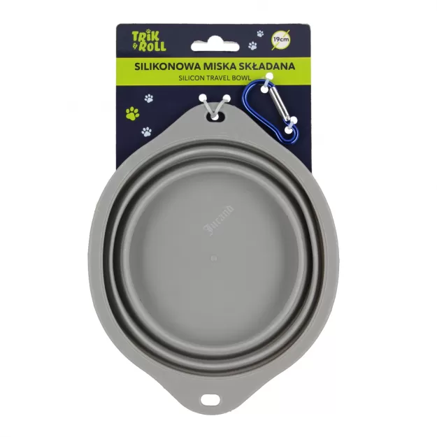 Miska dla zwierząt silikonowa składana szara 19cm