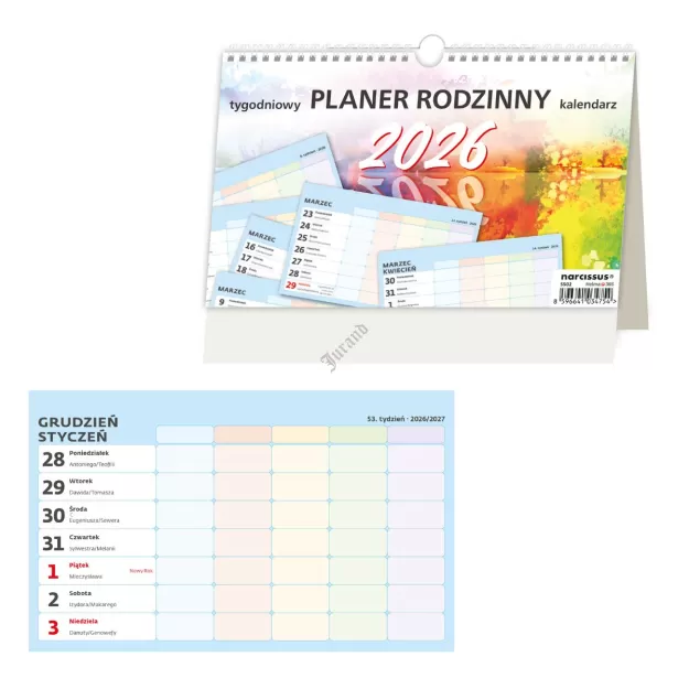 Kalendarz 2026 Biurkowy Planer Rodzinny tygodniowy