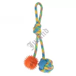 Zabawka dla psa Szarpak 34 cm z piłką 2 stronny pomarańczowy - 3