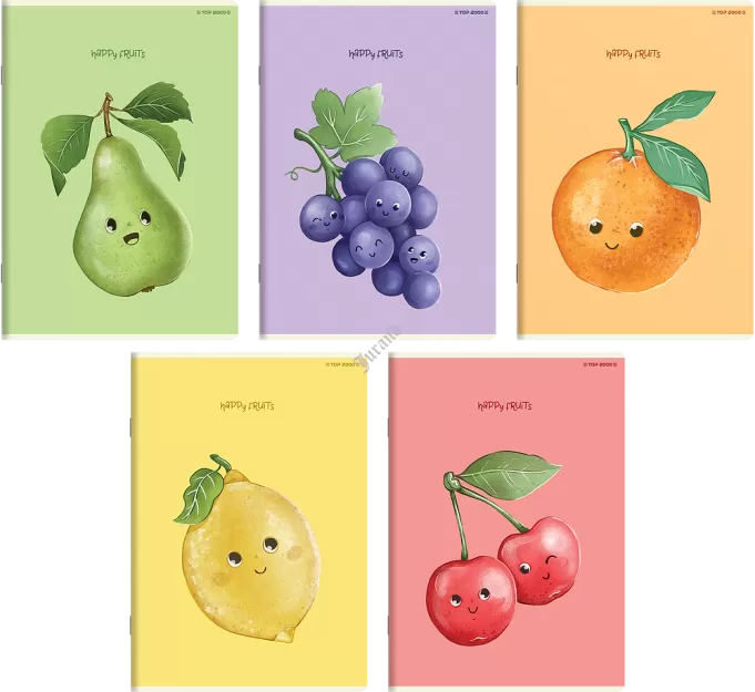 ZESZYT TOP 2000 HAPPY FRUITS A5/32K LINIA PODWÓJNA KOLOROWA