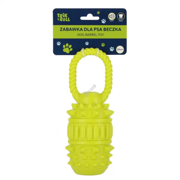 Zabawka dla psa Beczka 20 cm z uchwytem zielona