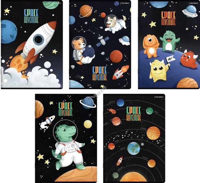ZESZYT TOP 2000 SPACE ADVENTURE A5/32K LINIA PODWÓJNAKOLOROWA