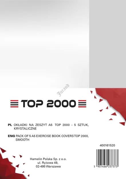 OKŁADKA NA ZESZYT KRYSTALICZNA TOP2000 A5/90 MIC. op. 5 szt.