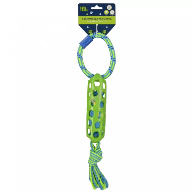 Zabawka dla psa Szarpak 40 cm z z gumową siatką zielony