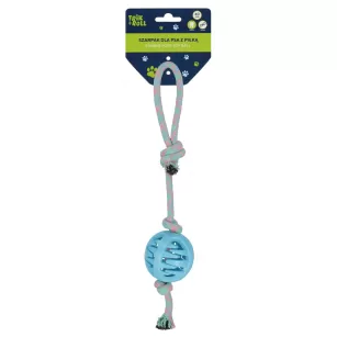 Zabawka dla psa Szarpak 40 cm z piłką niebieski