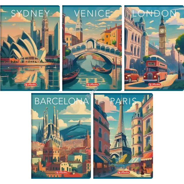 ZESZYT HERLITZ RETRO CITY A5/60K KRATKA Z MARGINESEM