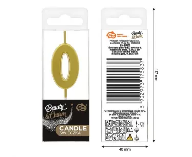 ŚWIECZKA PIKER CYFRA, METALICZNA ZŁOTA