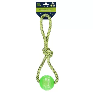 Zabawka dla psa Szarpak 36 cm z piłką zielony