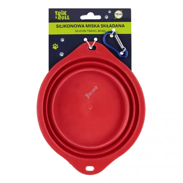 Miska dla zwierząt silikonowa składana czerwona 19cm