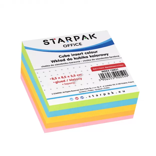 Wkład do kubika kolorowy klejony 85x85 mm STARPAK