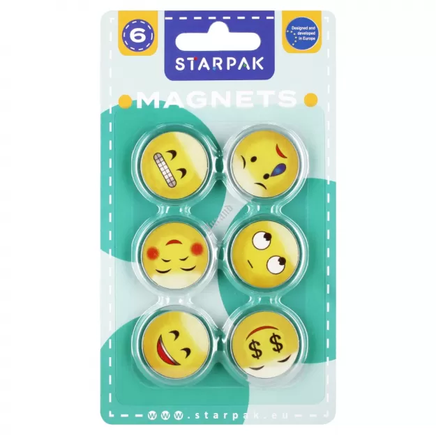 Magnes kolorowy mix Emotikony 33mm op.6szt. STARPAK