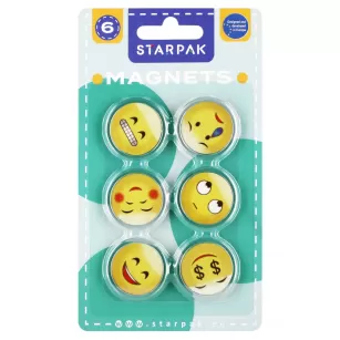 Magnes kolorowy mix Emotikony 33mm op.6szt. STARPAK