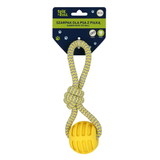 Zabawka dla psa Szarpak 20 cm z piłką żółty