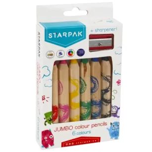 Kredki ołówkowe Jumbo 6 kol.+ temperówka STARPAK
