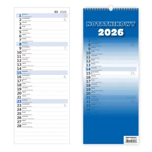 Kalendarz 2026 Slim Notatnikowy miesięczny