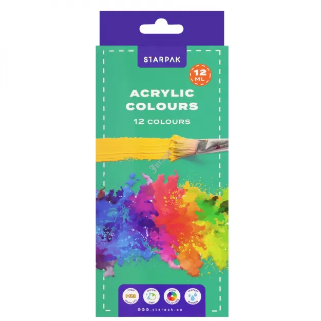 Farby akrylowe 12 kolorów 12ml w tubie STARPAK