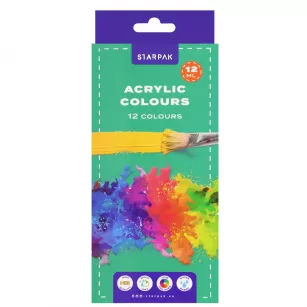 Farby akrylowe 12 kolorów 12ml w tubie STARPAK