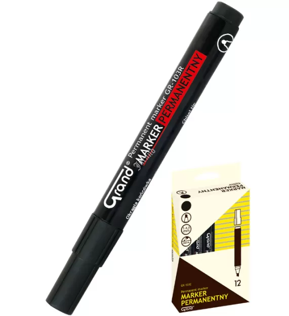 Marker permanent GRAND GR-103C czarny - ścięta końc.