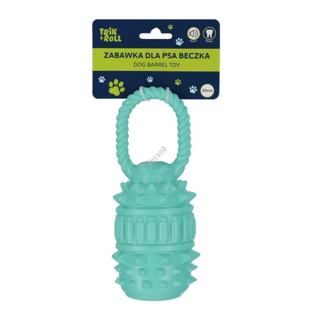 Zabawka dla psa Beczka 20 cm z uchwytem niebieska
