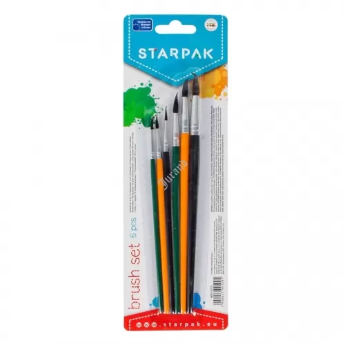 Pędzle szkolne 6 sztuk STARPAK